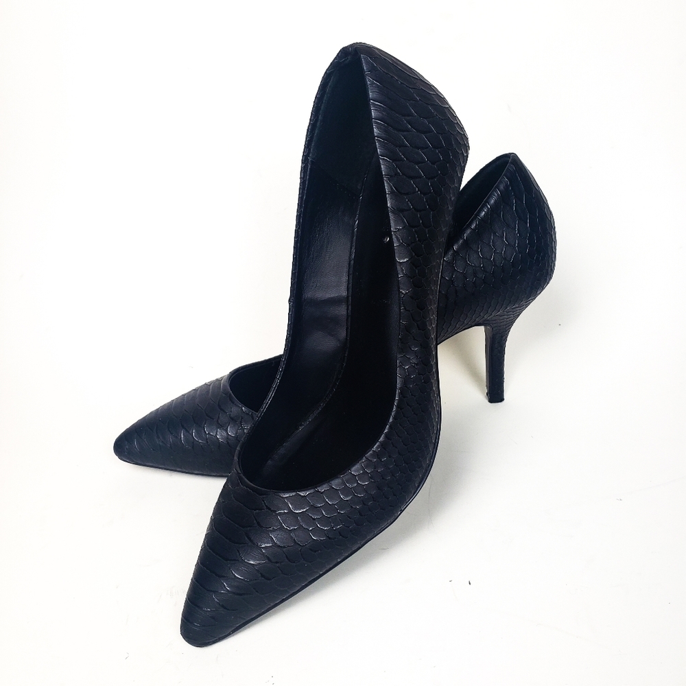 ALDO Snakeskin Black Pointed Toe High Heels, 7.5